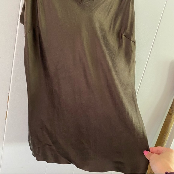 Alan Bilzerian 100% Silk Brown Chocolate Chemise Style Cami Top Spaghetti Straps - Picture 9 of 14